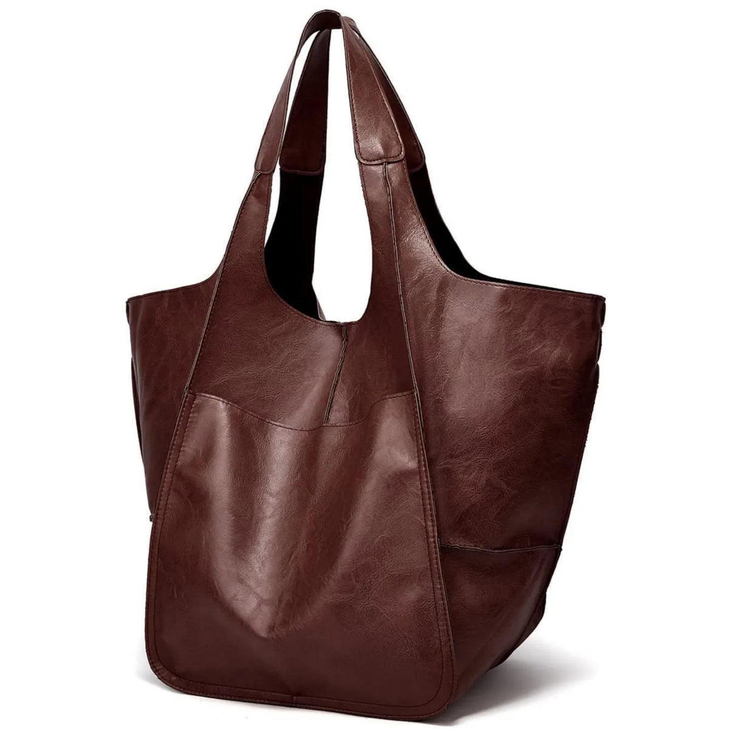 Vegan Leren Shopper – Ruim Ontwerp – Stevige Handvaten – Voor Dames