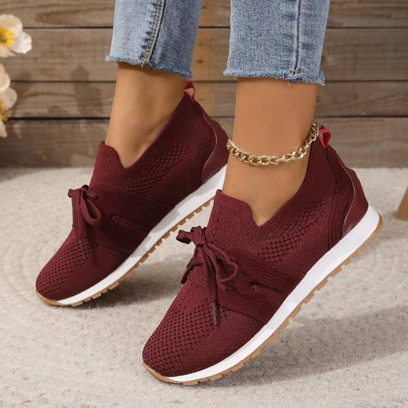 Ademend Sneakers voor Dames – Met Veters en Rubber Zool