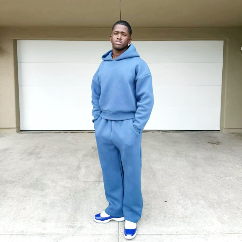 Heren Hoodie Set –– Effen Kleur – Zachte stof – Voor casual outfits