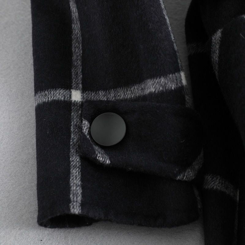 Wollen Mantel – Check Patroon – Met Knopen – Voor Dames