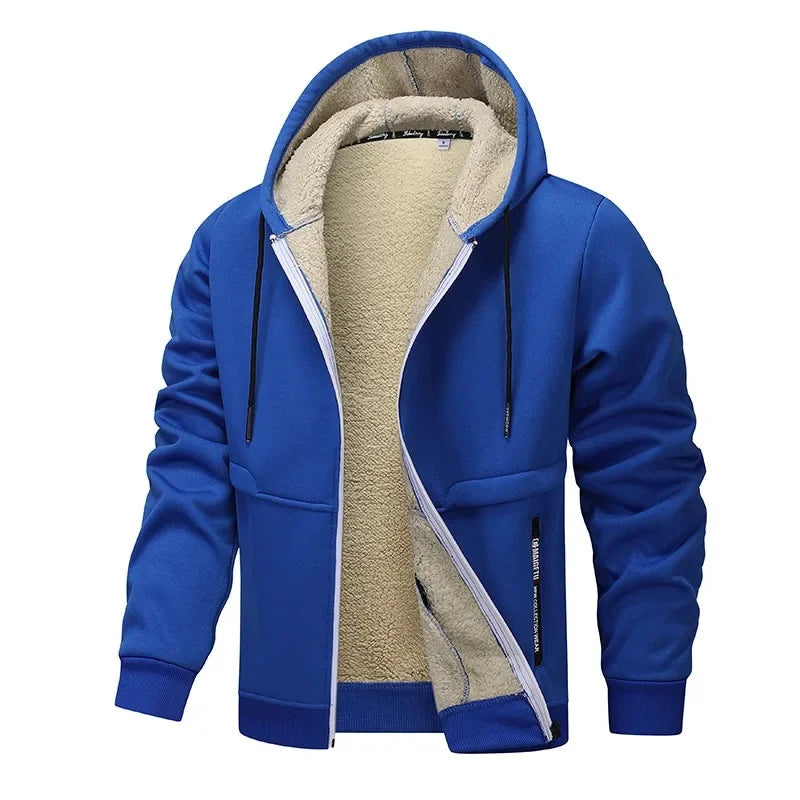 Heren Fleece Hoodie – Warme Binnenvoering – Met Rits en Capuchon