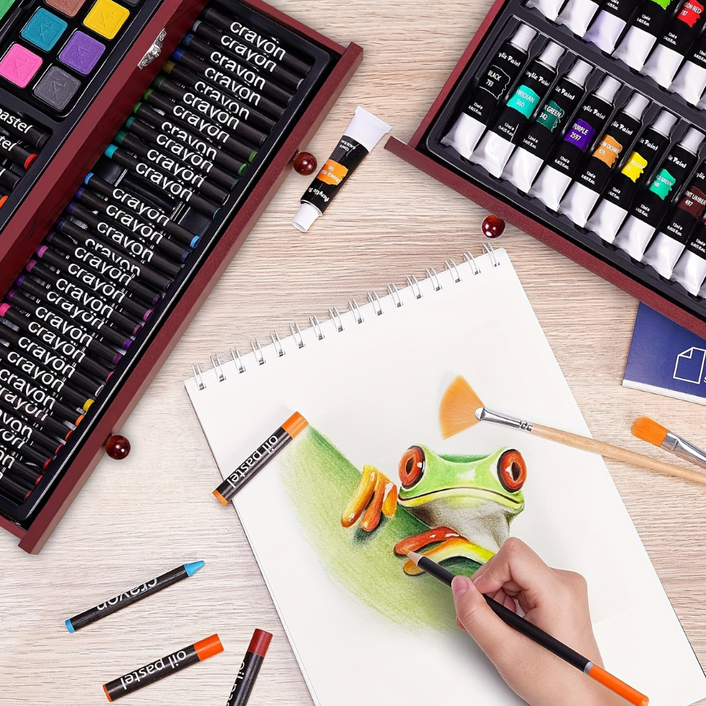 Kunstenaars Set – Houten Doos – Kleuren en Materialen – Voor Schilderen