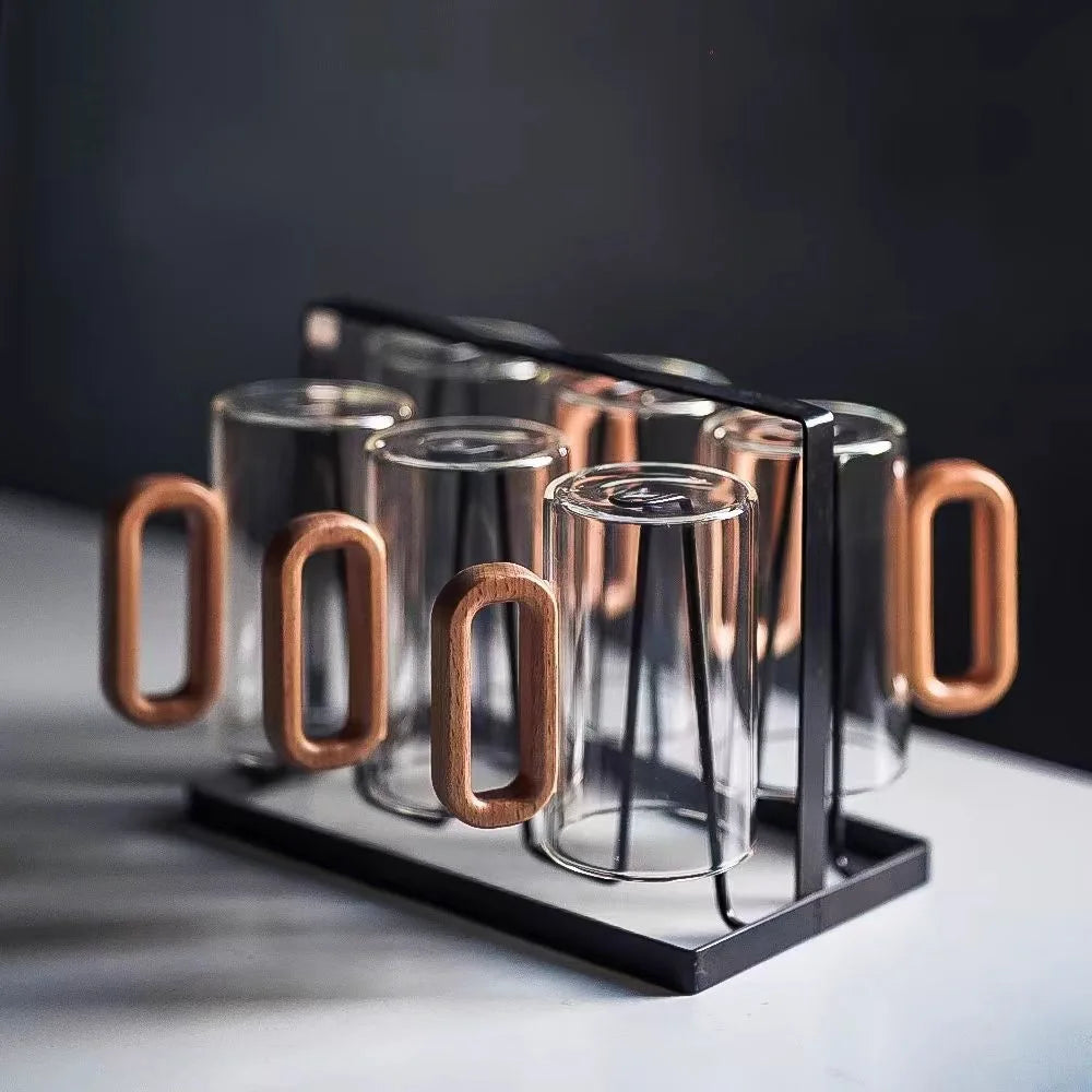 Glazen Mok – Uniek Houten Handvat – Voor Koffie & Thee