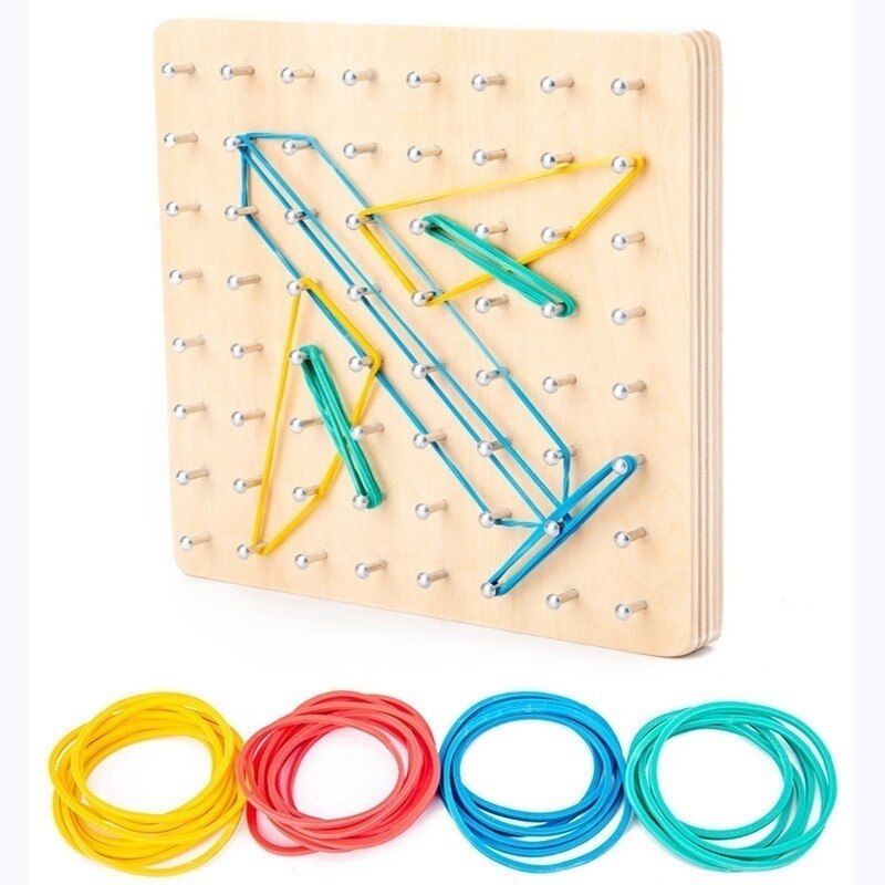 Educatief Puzzelspel – Geometrische Vormherkenning – Voor Kinderen – Met Elastieken