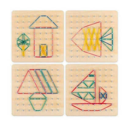 Educatief Puzzelspel – Geometrische Vormherkenning – Voor Kinderen – Met Elastieken