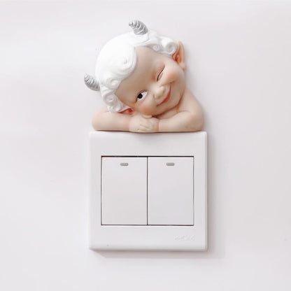 Snoezige wanddecoratie voor lichtschakelaar – kindfiguur – voor woonkamer of kinderkamer