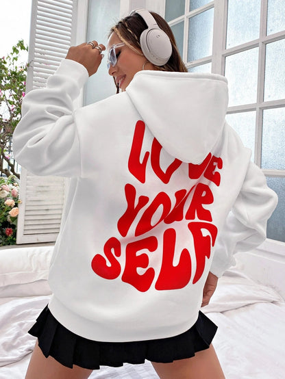 Hoodie Dames – "Love Yourself" Print – Zachte stof – Voor casual outfits
