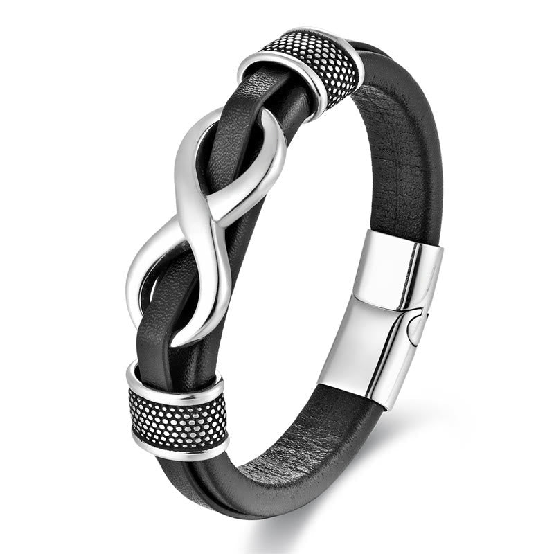 Fittershape Endless Knot Armband – titanium staal & leer
