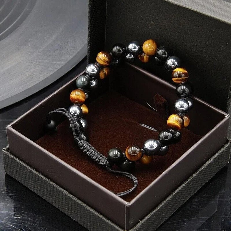 Heren Armband – Kralen van Tiger Eye en Hematiet – Voor Modebewuste Mannen