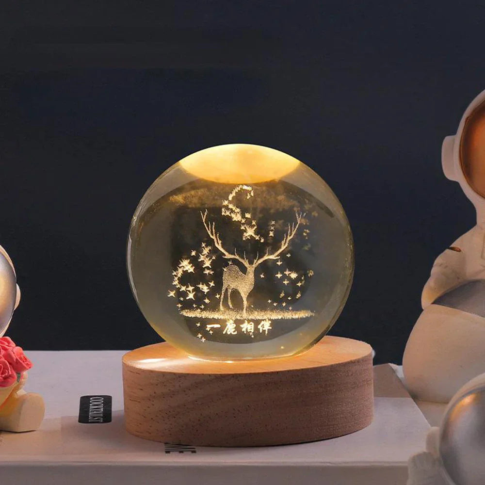 Galaxy Lamp – LED – Houten Voet – Voor Sfeervolle Verlichting