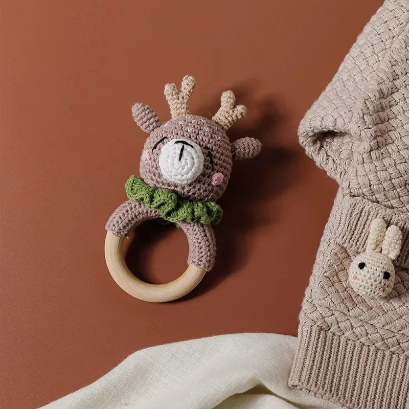 Pluche rammelaar – hondenhoofd – zachte speeltje – voor baby's