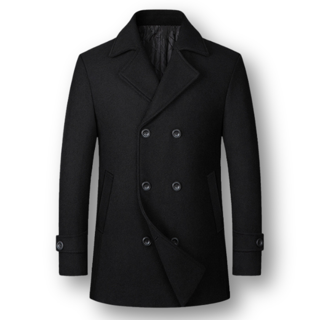 Zwarte Peacoat – Dubbelbreasted – Voor Mannen
