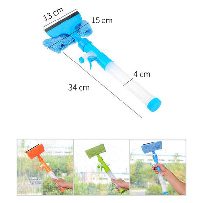 3-in-1 raamreinigingsgereedschap – met sproeifunctie, doek en wisser – voor ramen