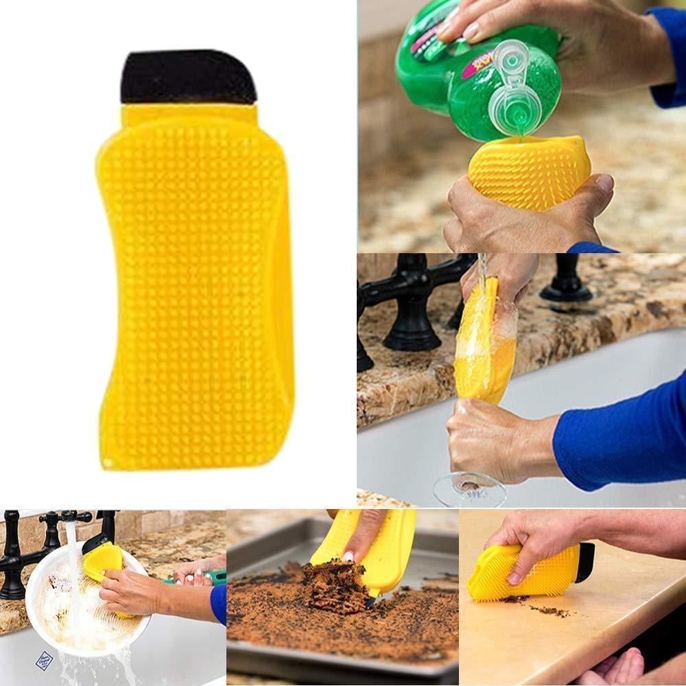 3-in-1 silicone schoonmaak spons – voor schrobben, schrapen en vegen – voor ramen en oppervlakken