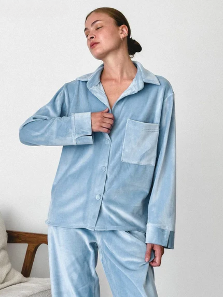 Dames 2-Delige Pyjama Set - Knopen Shirt met Broek