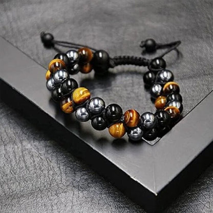 Heren Armband – Kralen van Tiger Eye en Hematiet – Voor Modebewuste Mannen
