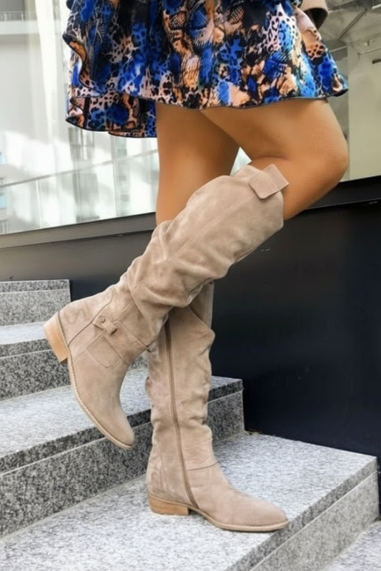 Suède Hoge Laarzen – Met Rits – Voor Dames