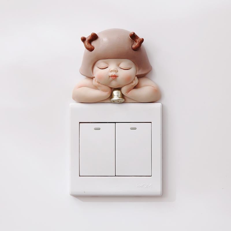 Snoezige wanddecoratie voor lichtschakelaar – kindfiguur – voor woonkamer of kinderkamer