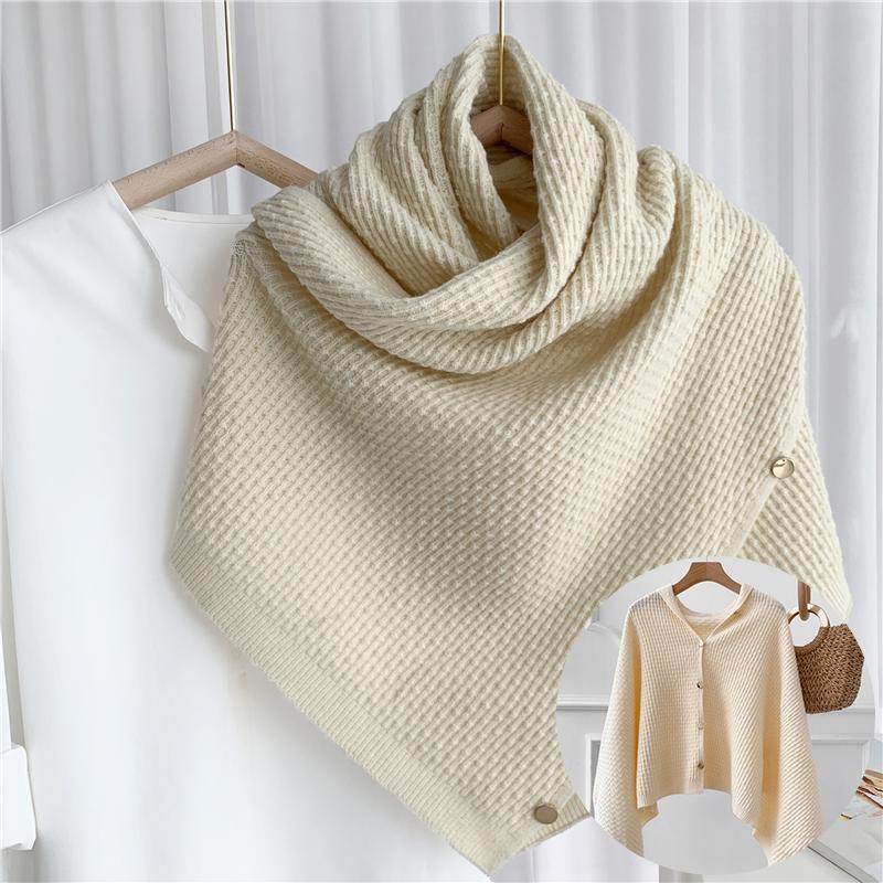 Dames gestreepte poncho – met knopen – voor dagelijks gebruik en extra warmte