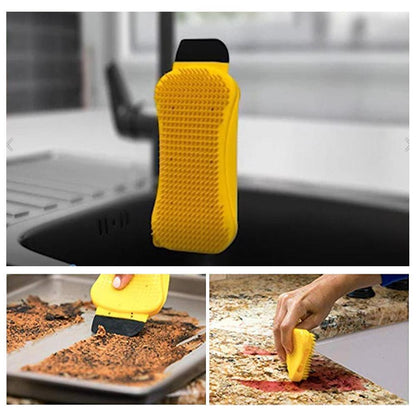 3-in-1 silicone schoonmaak spons – voor schrobben, schrapen en vegen – voor ramen en oppervlakken