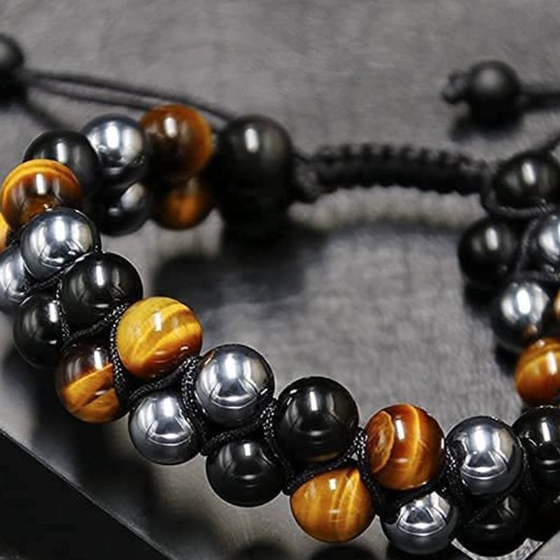 Heren Armband – Kralen van Tiger Eye en Hematiet – Voor Modebewuste Mannen