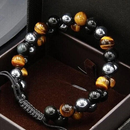 Heren Armband – Kralen van Tiger Eye en Hematiet – Voor Modebewuste Mannen