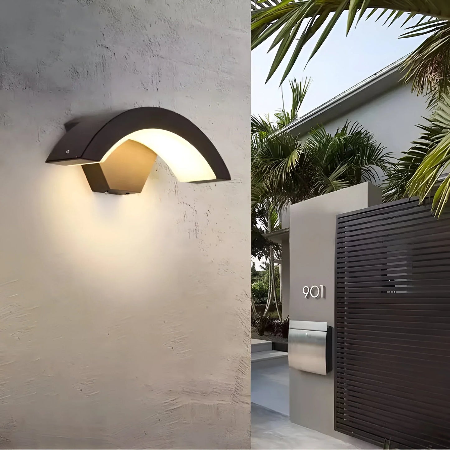 Wandlamp – LED verlichting – Moderne boogvorm – Voor buiten of tuin