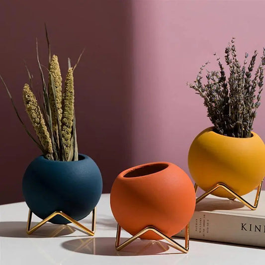 Decoratieve Vaas – Bolvorm – Gouden standaard – Voor planten