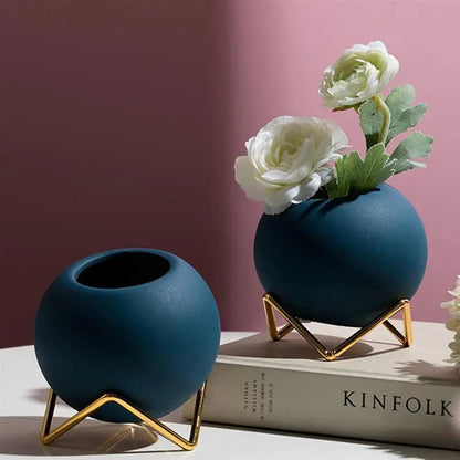 Decoratieve Vaas – Bolvorm – Gouden standaard – Voor planten