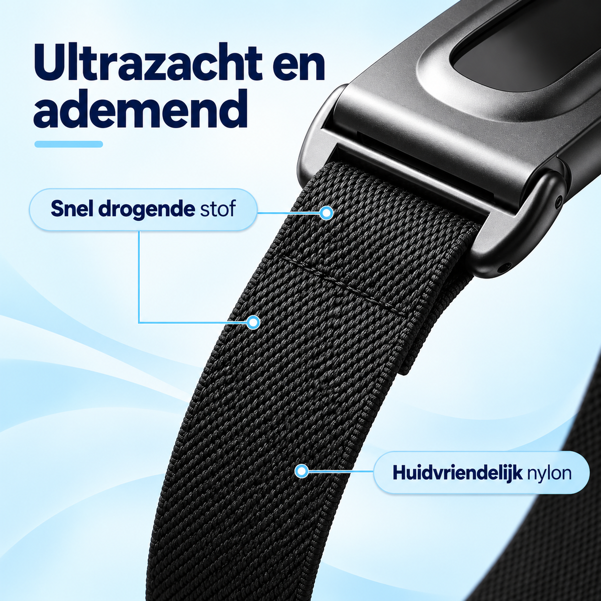 Fittershape Nylon Band – ademend & verstelbaar voor schermloze trackers
