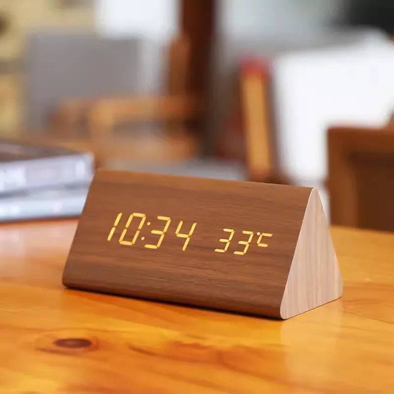 LED Wekker – Houten Design – Temperatuurweergave – Voor Slaapkamer