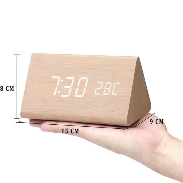 LED Wekker – Houten Design – Temperatuurweergave – Voor Slaapkamer