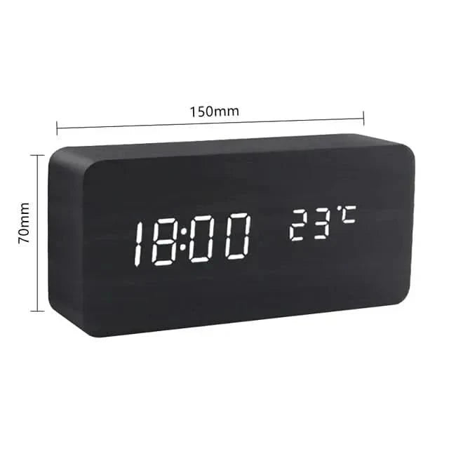 LED Wekker – Houten Design – Temperatuurweergave – Voor Slaapkamer