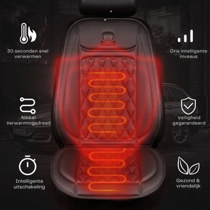 Zitkussen met verwarming – Zwart – Inclusief kabel – Comfortabel voor autozitplaatsen