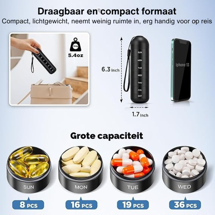 Medicatiedoos – 7 Dagen – Voor Organisatie van Pillen en Vitaminen
