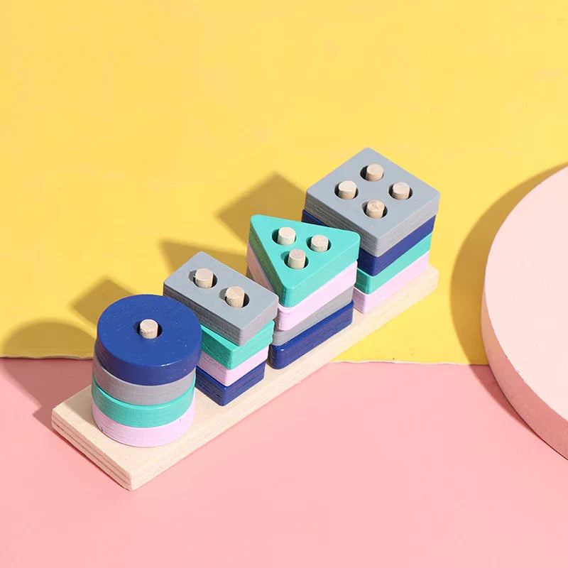 Houten Stapelspel – Vorm en Kleur Herkenning – Voor Kinderen