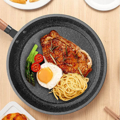 Koekenpan met Houten Handvat – Non-stick Coating – Voor Eieren en Gerechten