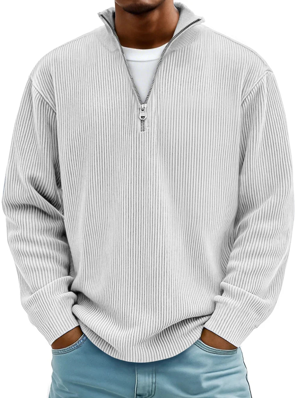 Heren Pullover – Met Rits – Gestreept Ontwerp – Voor Casual Gebruik