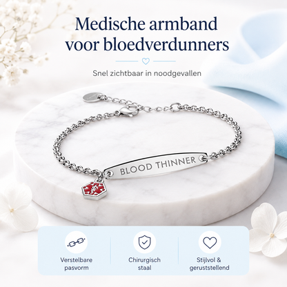 Fittershape Medical Alert Bracelet – voor bloedverdunners & veiligheid