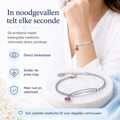 Fittershape Medical Alert Bracelet – voor bloedverdunners & veiligheid