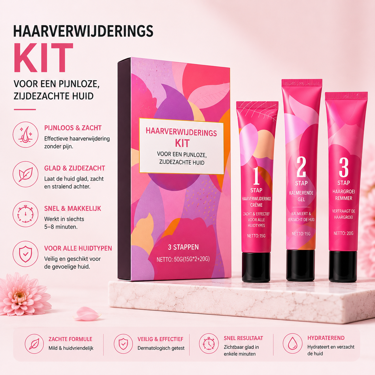 Fittershape Hair Remover Kit – crème, gel & lotion voor pijnloze ontharing