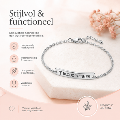 Fittershape Blood Thinner Bracelet – goudkleurig voor stijl & veiligheid