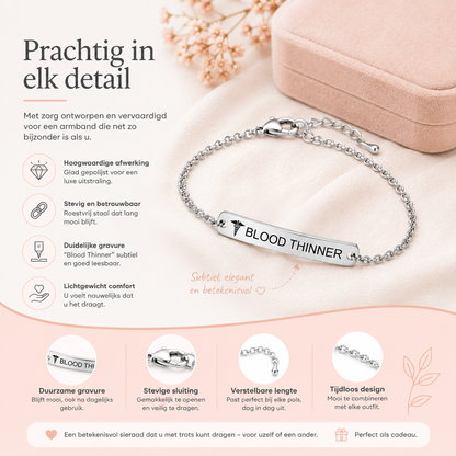 Fittershape Blood Thinner Bracelet – goudkleurig voor stijl & veiligheid