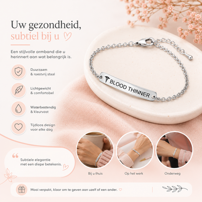 Fittershape Blood Thinner Bracelet – goudkleurig voor stijl & veiligheid