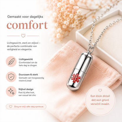 Fittershape Capsule Necklace – medische alertheid als discreet sieraad
