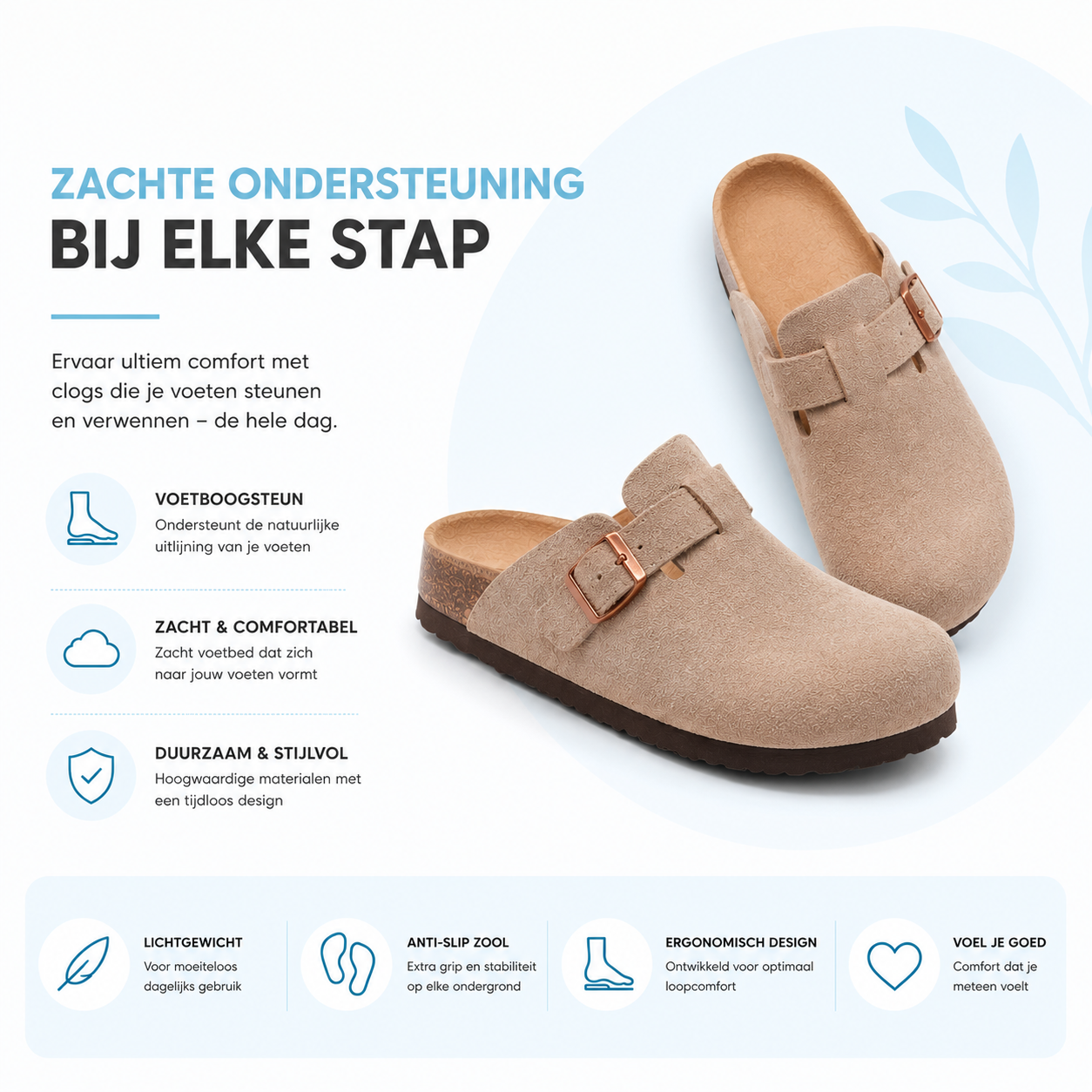 Fittershape Comfort Clogs – suède met voetboogsteun