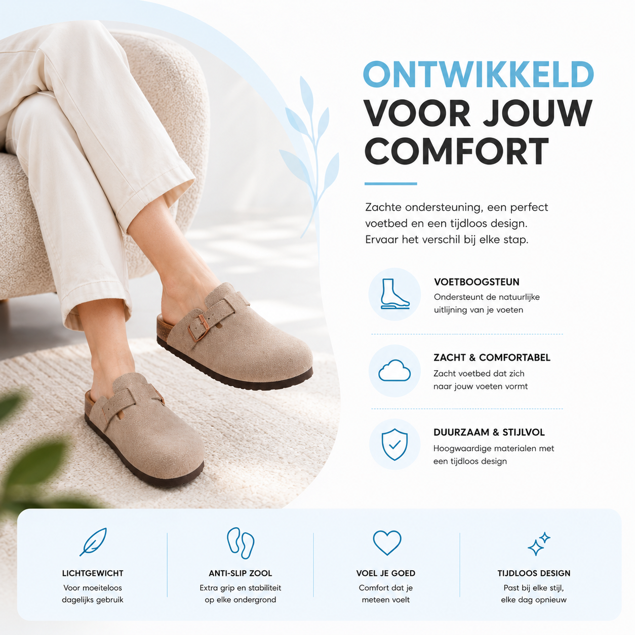 Fittershape Comfort Clogs – suède met voetboogsteun