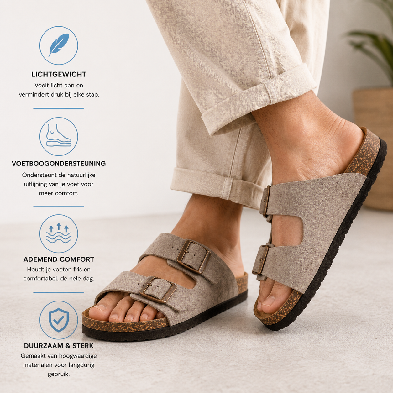 Fittershape Suède Sandalen – met voetboogsteun