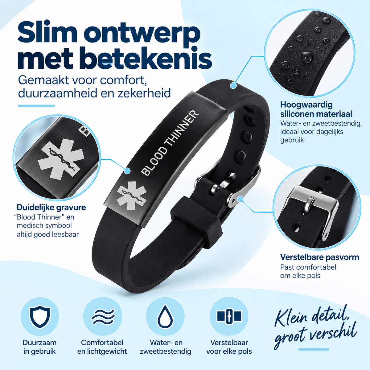 Fittershape Blood Thinner Medical Bracelet – medische alertheid voor heren