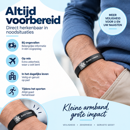Fittershape Blood Thinner Medical Bracelet – medische alertheid voor heren
